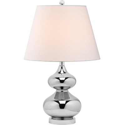 Eva 24" Double Gourd Silver Glass Table Lamp with Cotton Shade