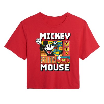 Women's - Disney - Mickey Wave Form Cropped Graphic T-Shirt