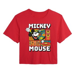 Women's - Disney - Mickey Wave Form Cropped Graphic T-Shirt - 1 of 4