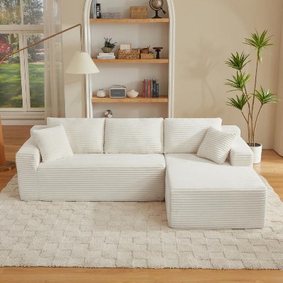 Dolonm 103" L-shaped Modular Cloud Sofa,Compressed Boneless with Deep Seats,No Assembly, for Living Rooms Bedrooms