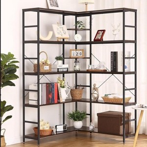 COUCHETA 69 Inch Tall 5-Tier L-Shaped Corner Bookshelf - Heavy Duty Metal Frame, 10 Open Shelves, Space-Saving Design - 1 of 4