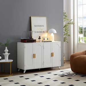 TIRAMISUBEST Sideboard Buffet cabinet with 4 doors and removable shelves - White Mobile File Cabinet - 1 of 4