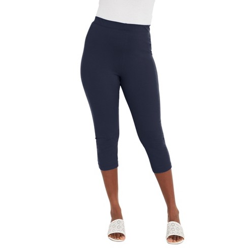 Jessica London Women's Plus Size Everyday Stretch Cotton Capri Legging -  26/28, Blue : Target