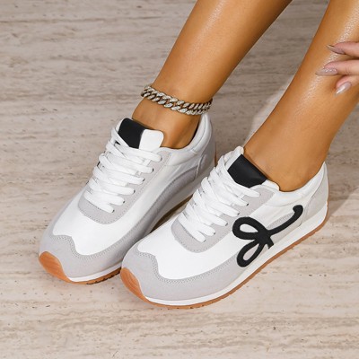 Женские кроссовки BERNESS Women's Siomne Retro Contrast Lace-Up Sneakers White 6 — фото 4
