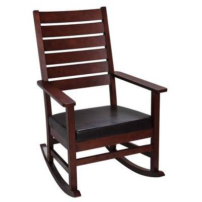 Gift Mark Adult Rocking Chair with Horizontal Back and Brown Faux Leather Seat