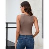 Womens Cropped Tank Tops Scoop Neck Sports Tank Tops Ribbed Sleeveless Tops Basic Slim Fit Tank Tops for Women - Coffee,2XL - 2 of 4