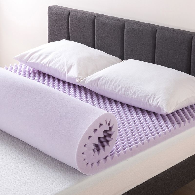 Mellow Egg Crate Memory Foam Lavender Infusion 2" Mattress Topper, 4 of 9
