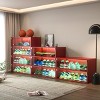 GlasFlength Shoe Racks Glass Door Shoe Box Shoe Organizer Shoe Storage Cabinet Small Shoe Rack for Living Room, Red, 31.1"*14.96"*18.9" - 3 of 4