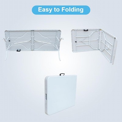 6FT White Portable Folding Table with Adjustable Height