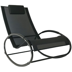 Pool Lounger, Outdoor Rocking Lounge Chair for Sunbathing, Pool, Beach, Porch with Pillow & Cool Mesh, Sun Tanning Rocker - 1 of 4