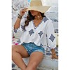 I AM A FASHION JUNKY Plus V Neck Geometric Printed Embroidered Peplum Shirt - 4 of 4