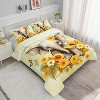 Cartoon Elephant Comforter Set Twin Size – 3Pcs Yellow Floral Boho Bedding with Butterflies, Farmhouse Animal Quilt for Girls Boys Women Kids - 3 of 4
