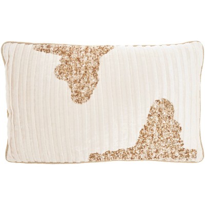 Gold beaded throw clearance pillows