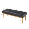 VECELO 44.5" Upholstered Entryway Bench, Dining Table Ottoman Seat with Solid Wood Legs, PU Leather End of Bed for Living Room or Bedroom, Black - 3 of 4