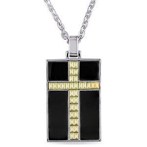 EVERLY JEWELRY | Two-Tone Silver 2.7mm Saturno Bead Station Singapore Chain Necklace - 18 in - 1 of 4