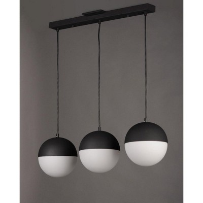 Sleek Modern Black Nickel 3-Light LED Pendant with Satin White Glass