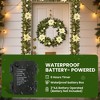 MOEPISY 9FT 80LED Xmas Pre-lit Wreath Lights with Timer Decorated with Christmas Flower Ball Pinecones Berry - 3 of 4