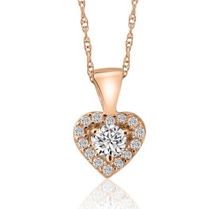 Pompeii3 1/4Ct Dainty Small Heart Pendant Necklace in 14k White, Yellow, or Rose Gold - 1 of 3