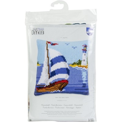 Vervaco Counted Cross Stitch Cushion Kit 16"X16"-Sailboat