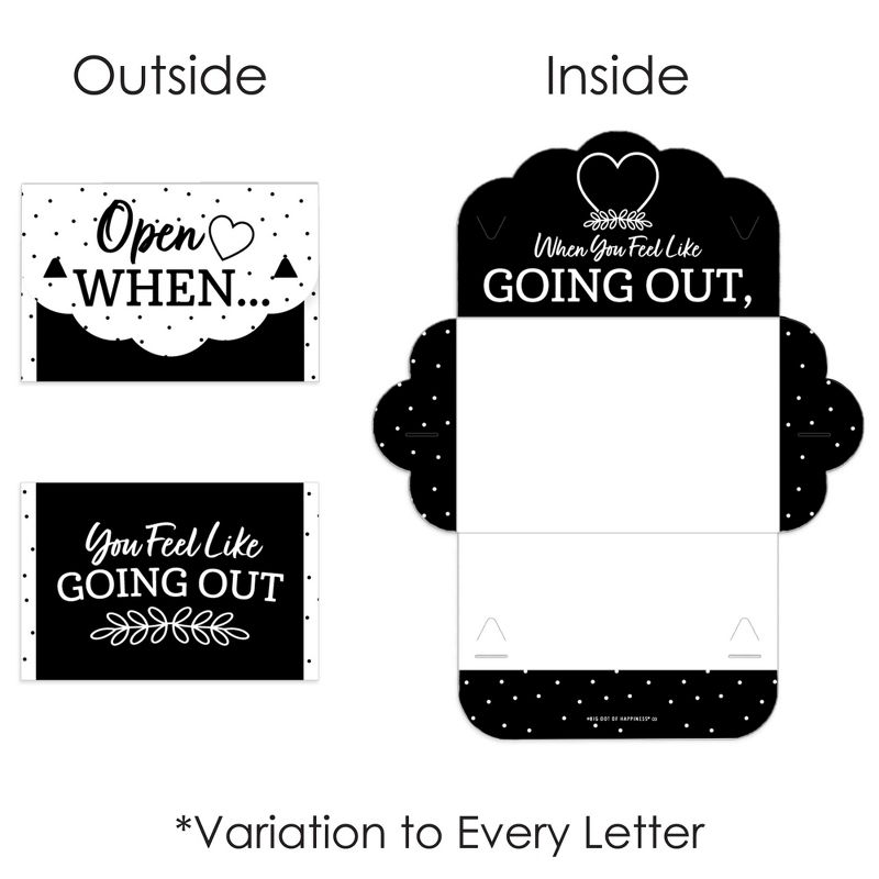 Big Dot of Happiness Black and White Wedding - Date Night Cards for Couples Gift Box Kit - Open When Letters - Set of 8, 6 of 10