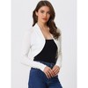 Allegra K Women's Elegant Bolero Ruched Long Sleeve Open Front Cropped Shrug - 2 of 4
