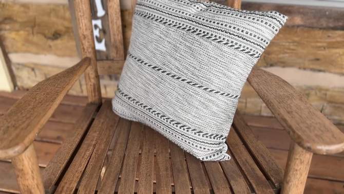 18x18" Hand Woven Stripe Green Outdoor Pillow Polyester With Polyester Fill by Foreside Home & Garden, 2 of 8, play video