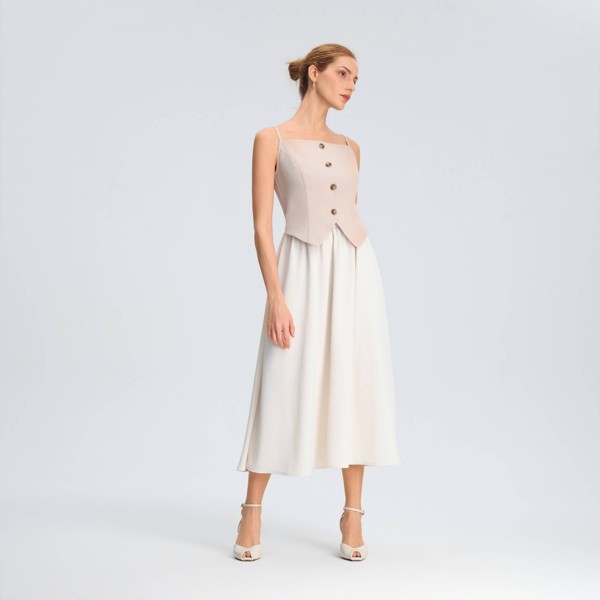 Vestido Midi Línea A Dos Piezas para Mujer - A New Day™ Gris Madera 6