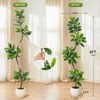 5FT/6FT/7FT Artificial Fiddle Leaf Fig Tree with Sphere Planter and Moss - Faux Rubber Plant for Home Decor, Office, or Living Spaces - 4 of 4