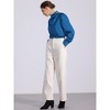 Allegra K Women's Satin Mock Neck Pleated Puff Sleeve Blouse - 3 of 4