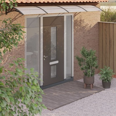 vidaXL Door Canopy Black and Transparent 39.4 in.x31.5 in. Polycarbonate