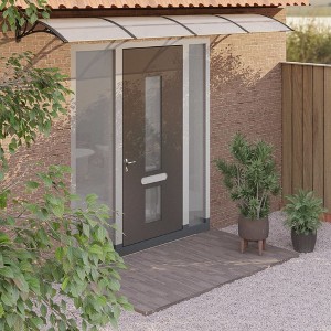 vidaXL Door Canopy Black and Transparent 39.4 in.x31.5 in. Polycarbonate - 1 of 4