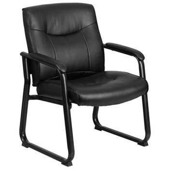 HERCULES Series 500 lb. Capacity Big & Tall Black Leather Executive Side Chair with Sled Base - Flash Furniture