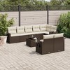 vidaXL 9 Piece Patio Sofa Set with Cushions - Brown and Cream Without Table - 2 of 4