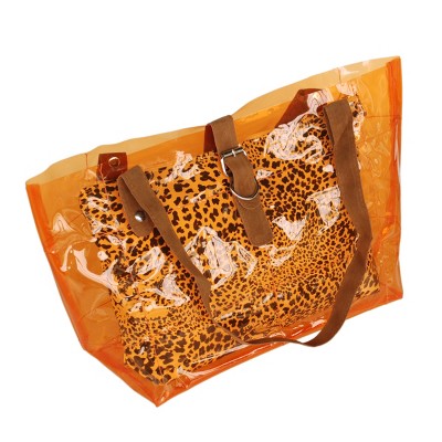 Slickblue Women’s Clear Purse with Leopard Accent, Trendy Handbag, Contemporary Style, 4 Color Options
