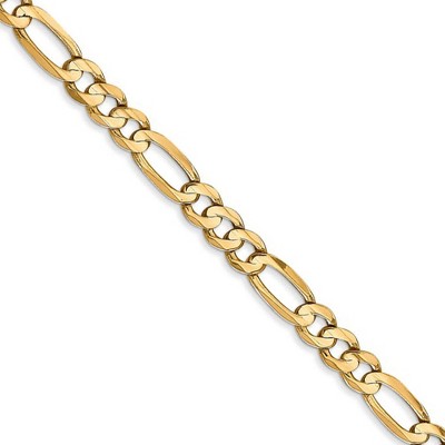 Black Bow Jewelry 4.5mm, 14k Yellow Gold, Open Concave Figaro Chain Necklace