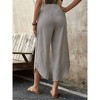 Coolmee Women's Loose Wide Leg Pants Casual Elastic Waisted Palazzo Harem Pants Drawstring Tapered Croppeds Buttons with Pockets - 3 of 4