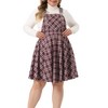 Agnes Orinda Women's Plus Size Elegant Plaid Overalls Fashionable A-Line Skirts - 2 of 4