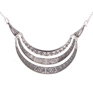 Alilang Antique Gold Tone Layered Bib Necklace with Engraved Etched Patterns - 1 of 4