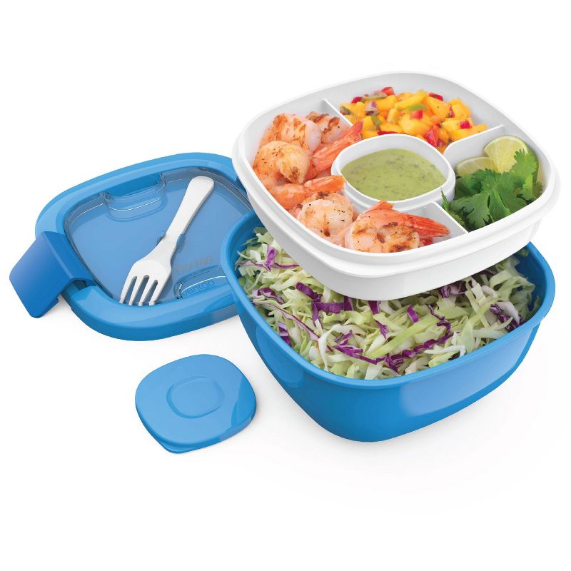 Bentgo Salad Stackable Lunch Container with Large 54oz Bowl, 4-Compartment Tray & Built-In Fork, 1 of 14