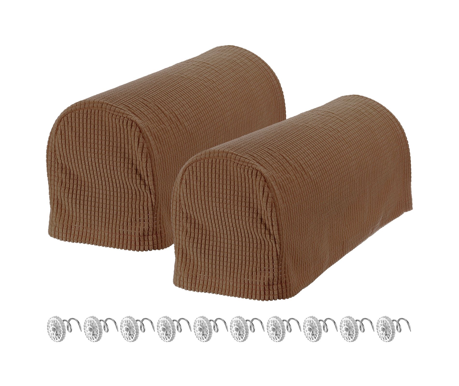 Unique Bargains Stretchy Anti-Slip Sofa Couch Armchair Covers with Pins 2 Pcs Brown