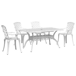 vidaXL Garden Dining Set - White 5 Piece Cast Aluminum Durable - 1 of 4