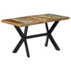 vidaXL Solid Reclaimed Wood Dining Table - Industrial Elegance 55.1" with Steel Cross Frame, Handcrafted, Multi-Wood Assembly - 2 of 4