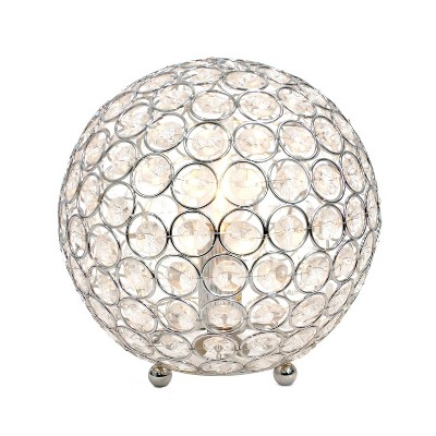 8" Chrome Crystal Orb Nightstand Lamp with Adjustable Toggle Control