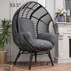 VisioGear Patio Egg Chairs, Wicker Weaving Egg Chair with Oversized Semi-enclosed Cushion for Living Room Balcony, Black&Gray, 37.4"*53.5"*35.5" - 3 of 4