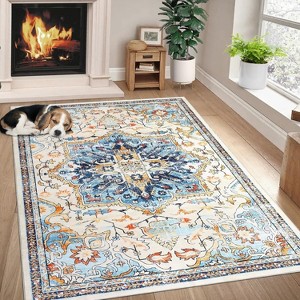 Area Rug - Soft Non-Slip Stain Resistant Throw Rugs Boho Oriental Floor Carpet for Living Room, Bedroom Nursery Dining Room - 1 of 4