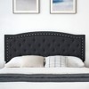 Full Size Platform Bed Frame, Modern Black Upholstered Bed Frame with a Height-Adjustable Button-Tufted Headboard, Noise Free Wood Slats Mattress - 3 of 4