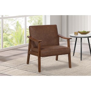 Sapphtopaz 1pc Stylish Accent Chair Upholstered Lounge Chair with Wooden Frame, Living Room Furniture Comfy Chair, Gray - 1 of 4