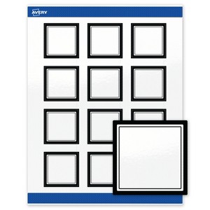 Avery Printable Square Labels, Double Black Border, 2" x 2", Glossy White Square Labels, Permanent, Laser/Inkjet, 120ct, Great for Product Labels - 1 of 4