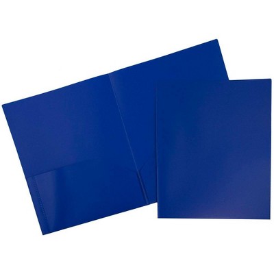 JAM 6pk POP 2 Pocket School Presentation Plastic Folders Blue