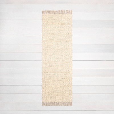 2'4" x 7' Bleached Jute Fringe Runner Beige - Hearth & Hand™ with Magnolia